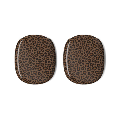 The two brown leopard print AirPods Max shells shown separately
