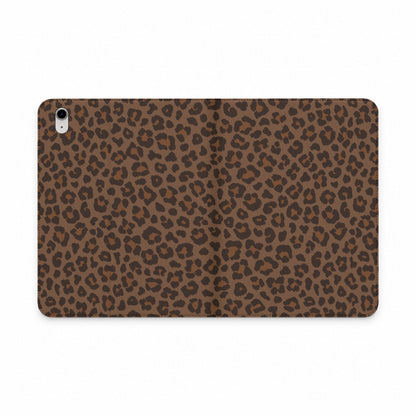 Brown Leopard Print iPad Folio Case | Wallet Cover with Card Pockets