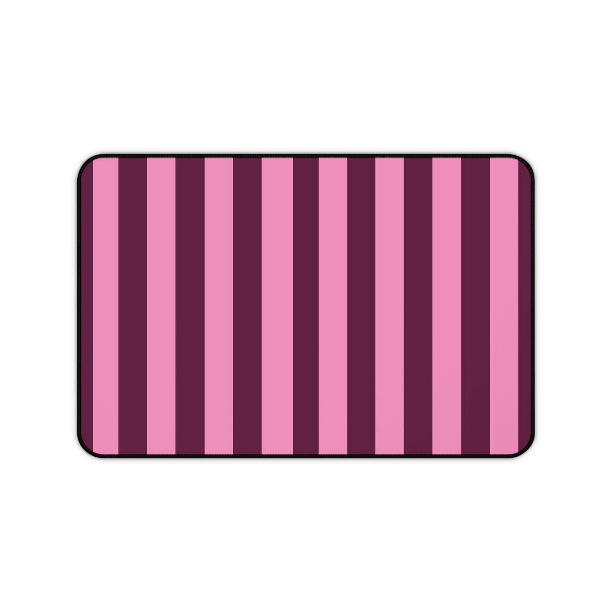 Burgundy Pink Cabana Stripe desk mat 12 x 18 inch in vertical stripes