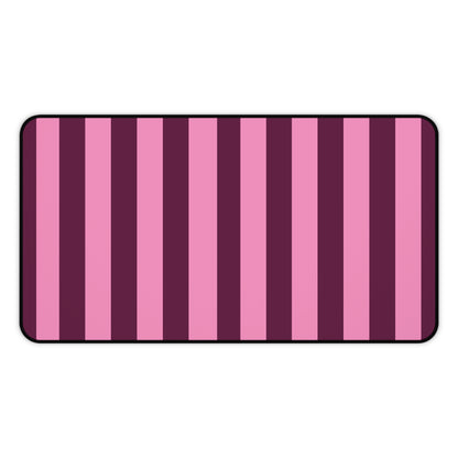 Burgundy Pink Cabana Stripe desk mat 12 x 22 inch