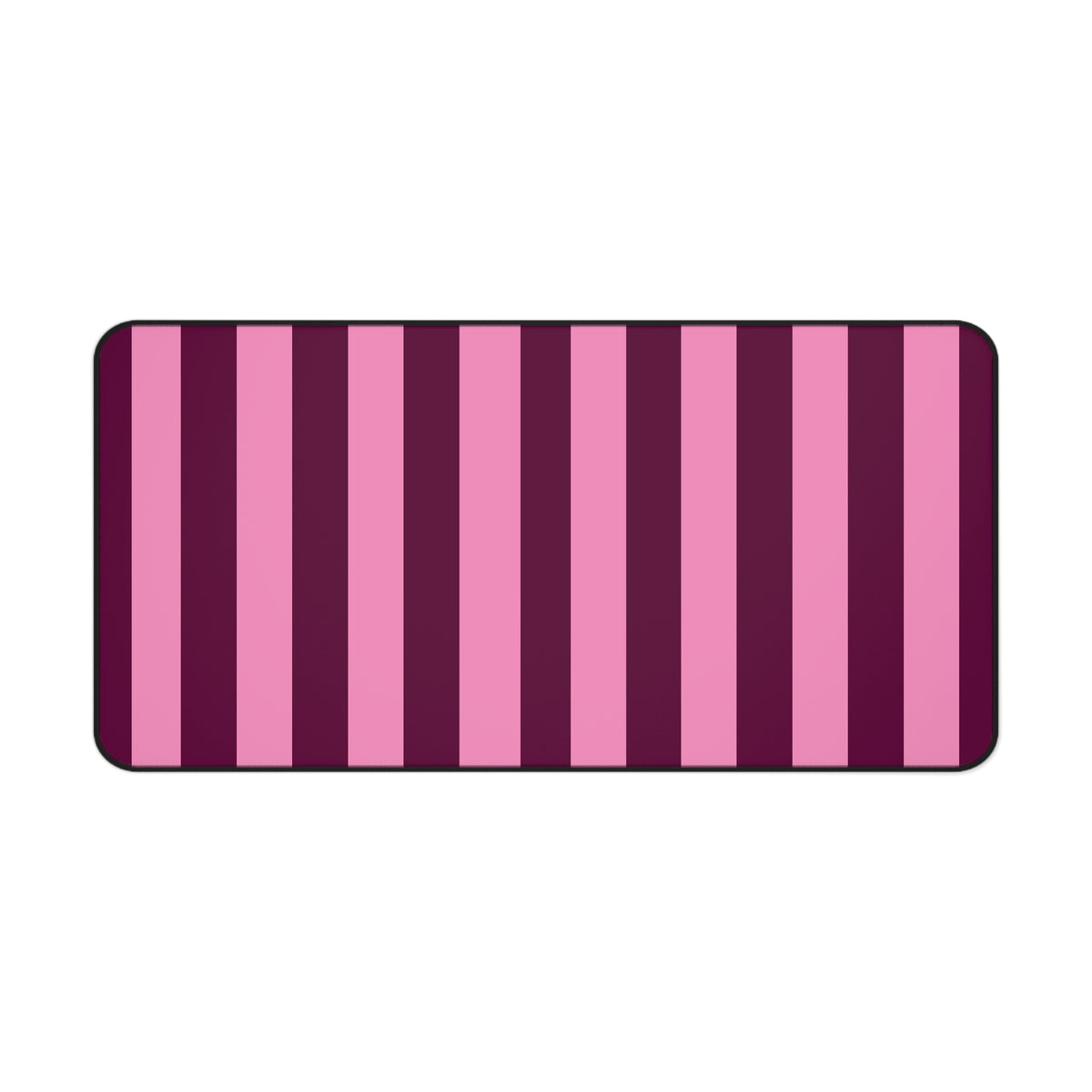 Burgundy Pink Cabana Stripe desk mat 16 x 32 inch in wide stripes