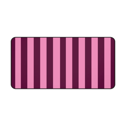 Burgundy Pink Cabana Stripe desk mat 16 x 32 inch in wide stripes