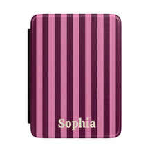 Burgundy Pink Cabana Stripe Personalized Kindle Case