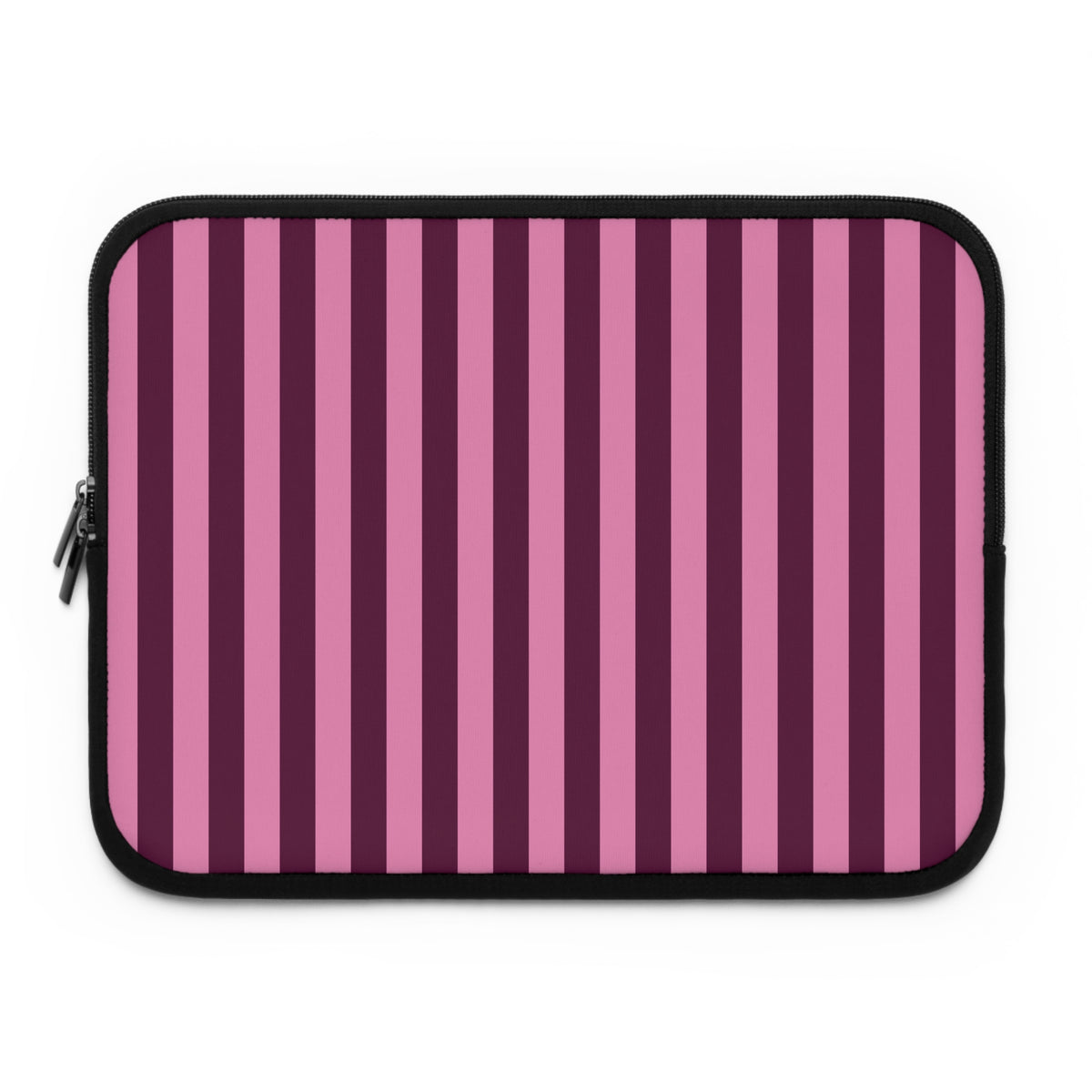 Burgundy Pink Cabana Stripe laptop sleeve printed front