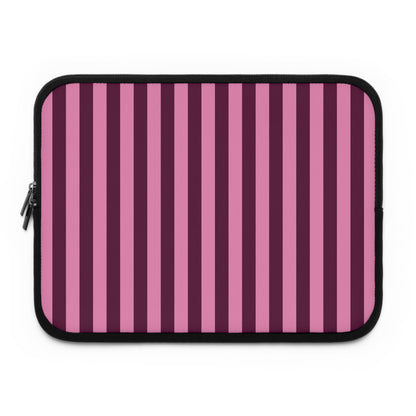 Burgundy Pink Cabana Stripe laptop sleeve printed front