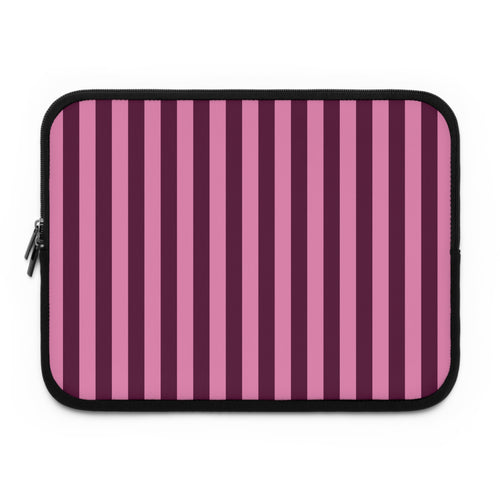 Burgundy Pink Cabana Stripe laptop sleeve printed front