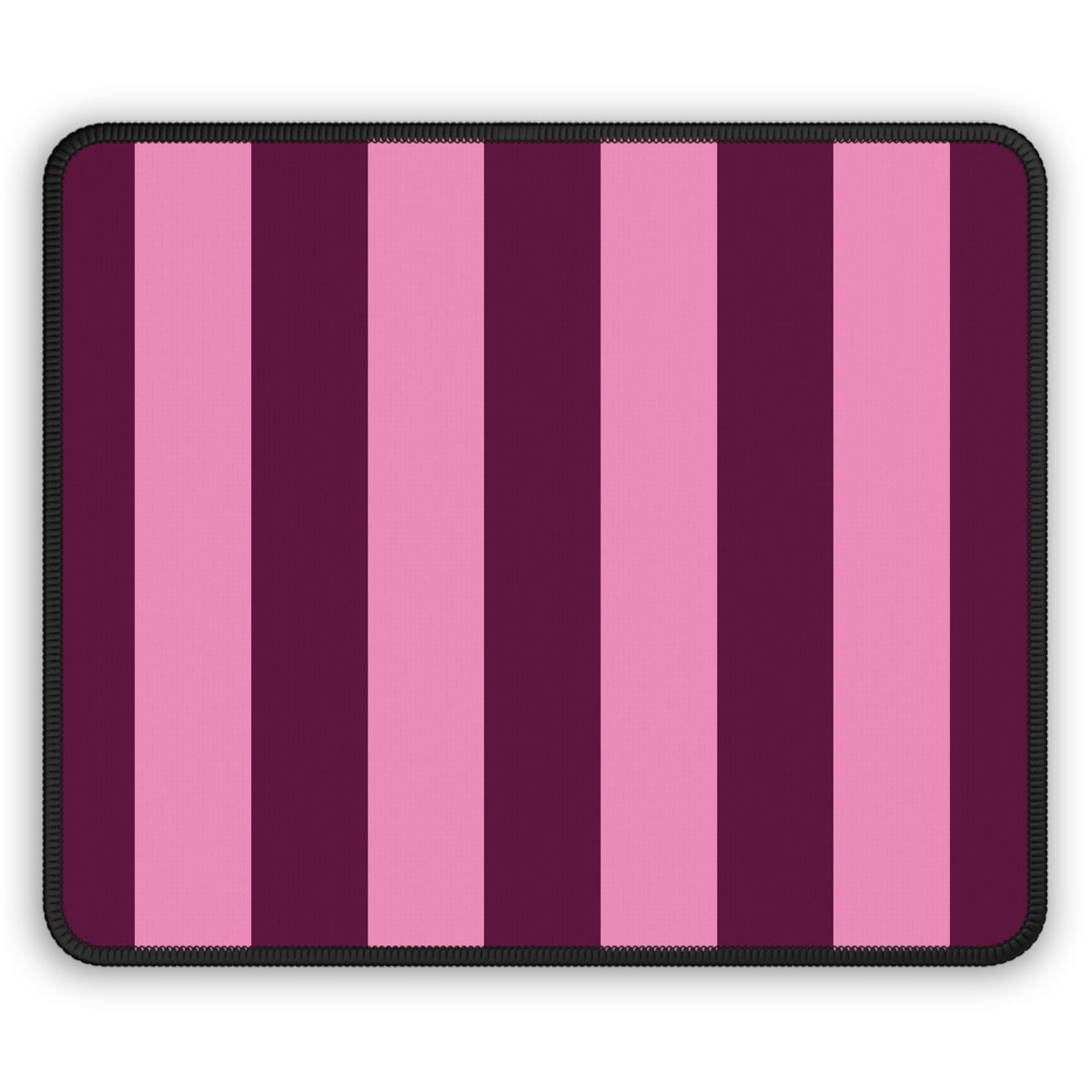 Burgundy Pink Cabana Stripe mouse mat in vertical stripes