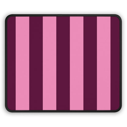 Burgundy Pink Cabana Stripe mouse mat in vertical stripes