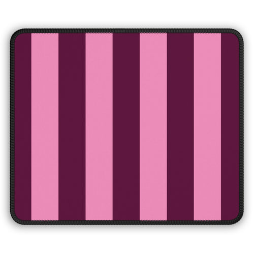 Burgundy Pink Cabana Stripe mouse mat in vertical stripes