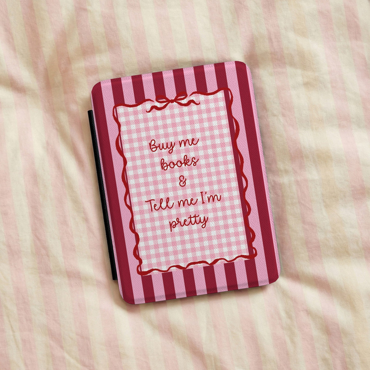 Buy Me Books Kindle case styled on striped bedding