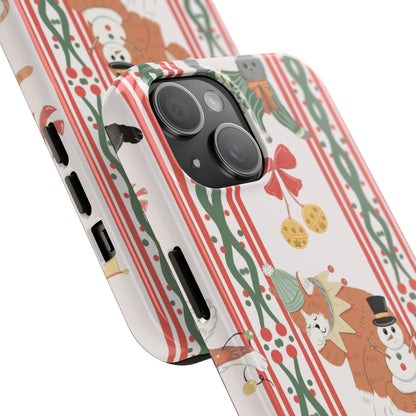 Close-up of the Christmas Cat print with its red and green knit border