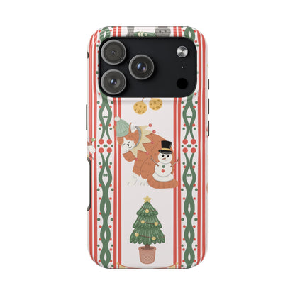 Christmas Cat tough phone case, back view on another iPhone model