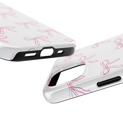 Close-up of the camera cutout on the Coquette Bows phone case