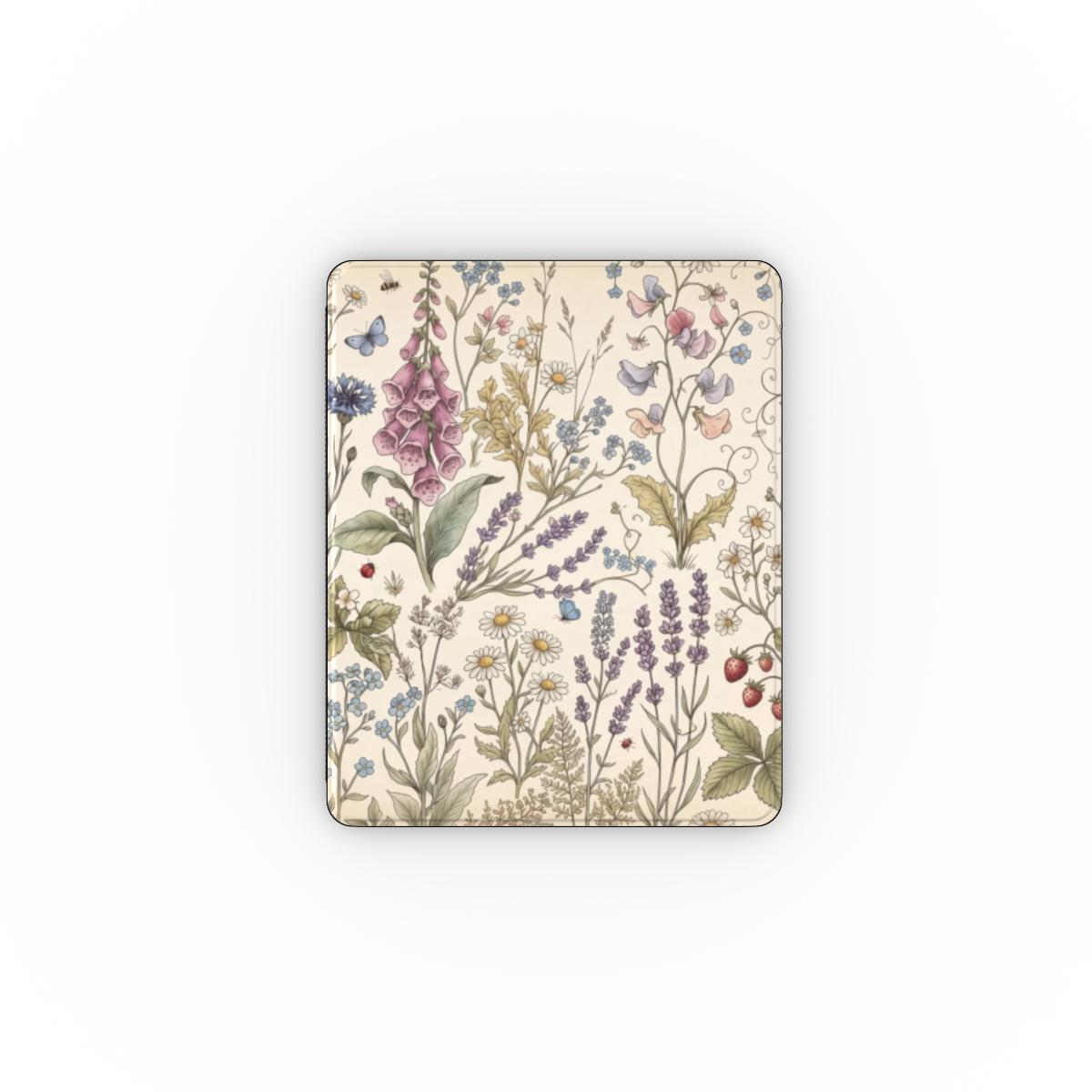 Cottage Meadow iPad case front cover with vintage wildflowers