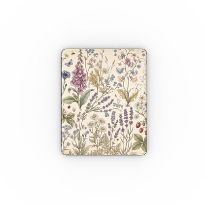 Cottage Meadow iPad case front cover with vintage wildflowers