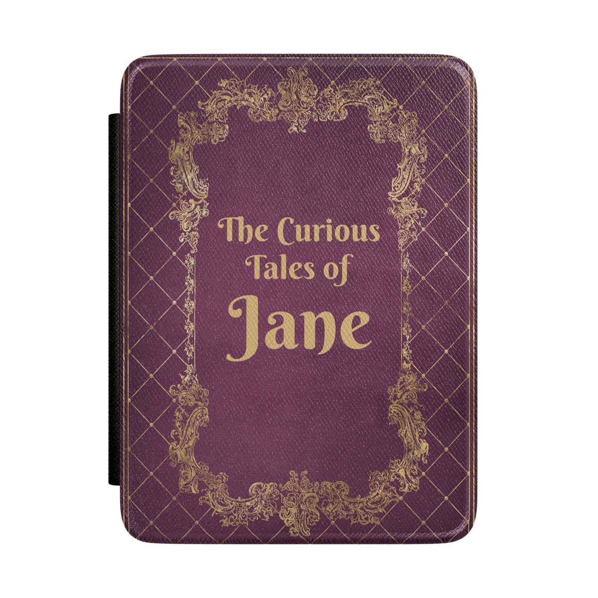 Curious Tales Kindle case front cover personalised with a name in gold