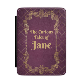 Curious Tales Kindle case front cover personalised with a name in gold