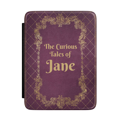 Curious Tales Kindle case front cover personalised with a name in gold