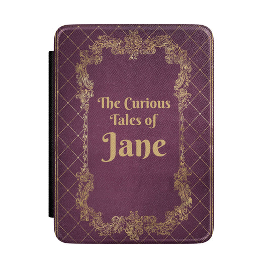 Curious Tales Kindle case front cover personalised with a name in gold