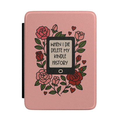 Delete My Kindle History Kindle case, front view with roses and hearts