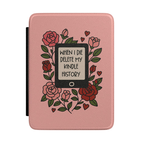 Delete My Kindle History Kindle case, front view with roses and hearts