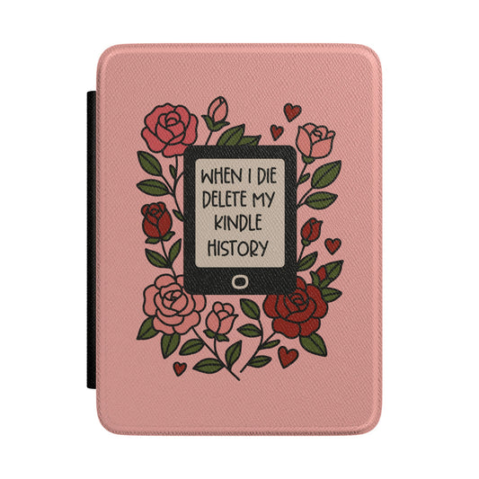 Delete My Kindle History Kindle case, front view with roses and hearts