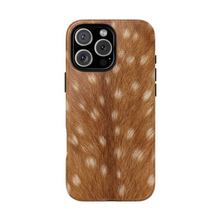 Fawn Print tough phone case back, caramel deer fur with cream spots