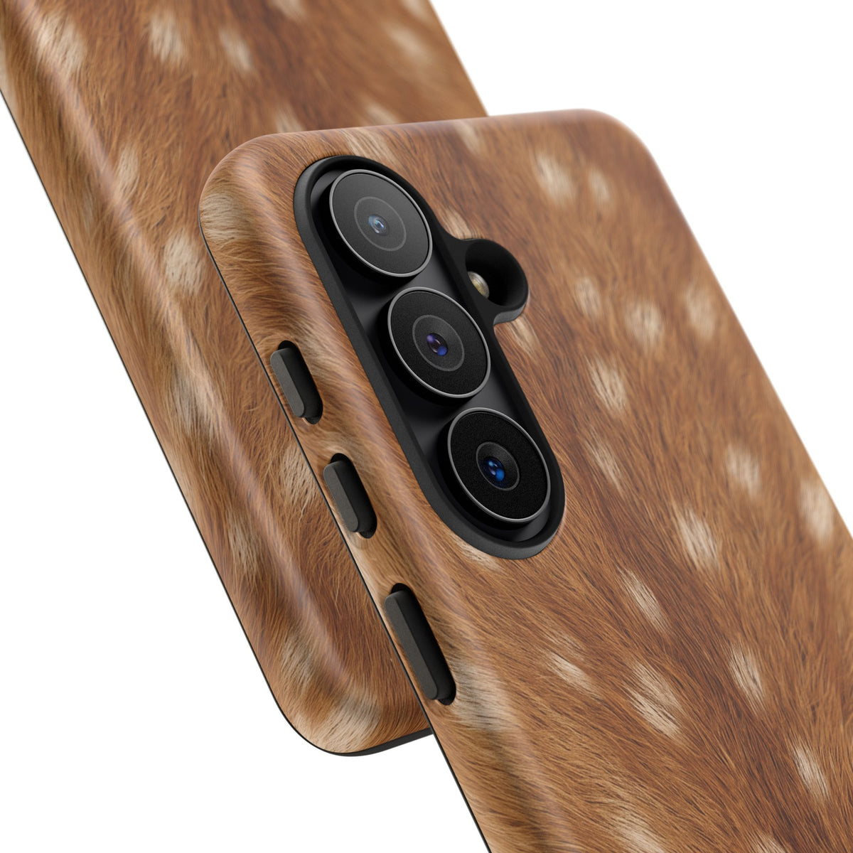 Close-up of the Fawn Print phone case camera cutout