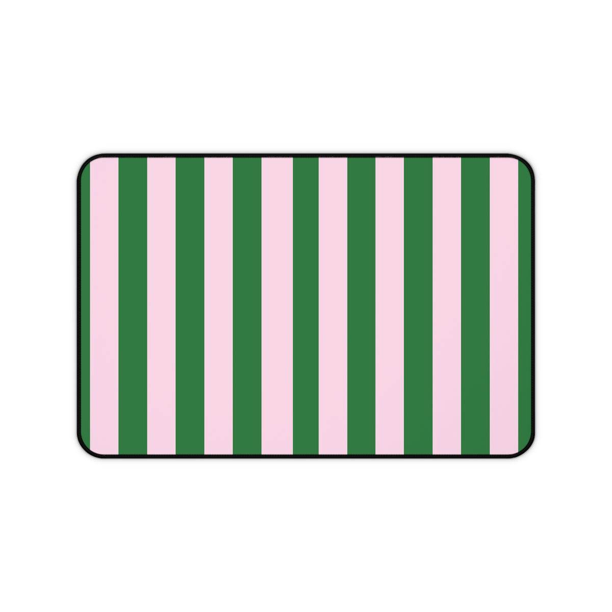 Green cabana stripe desk mat laid flat
