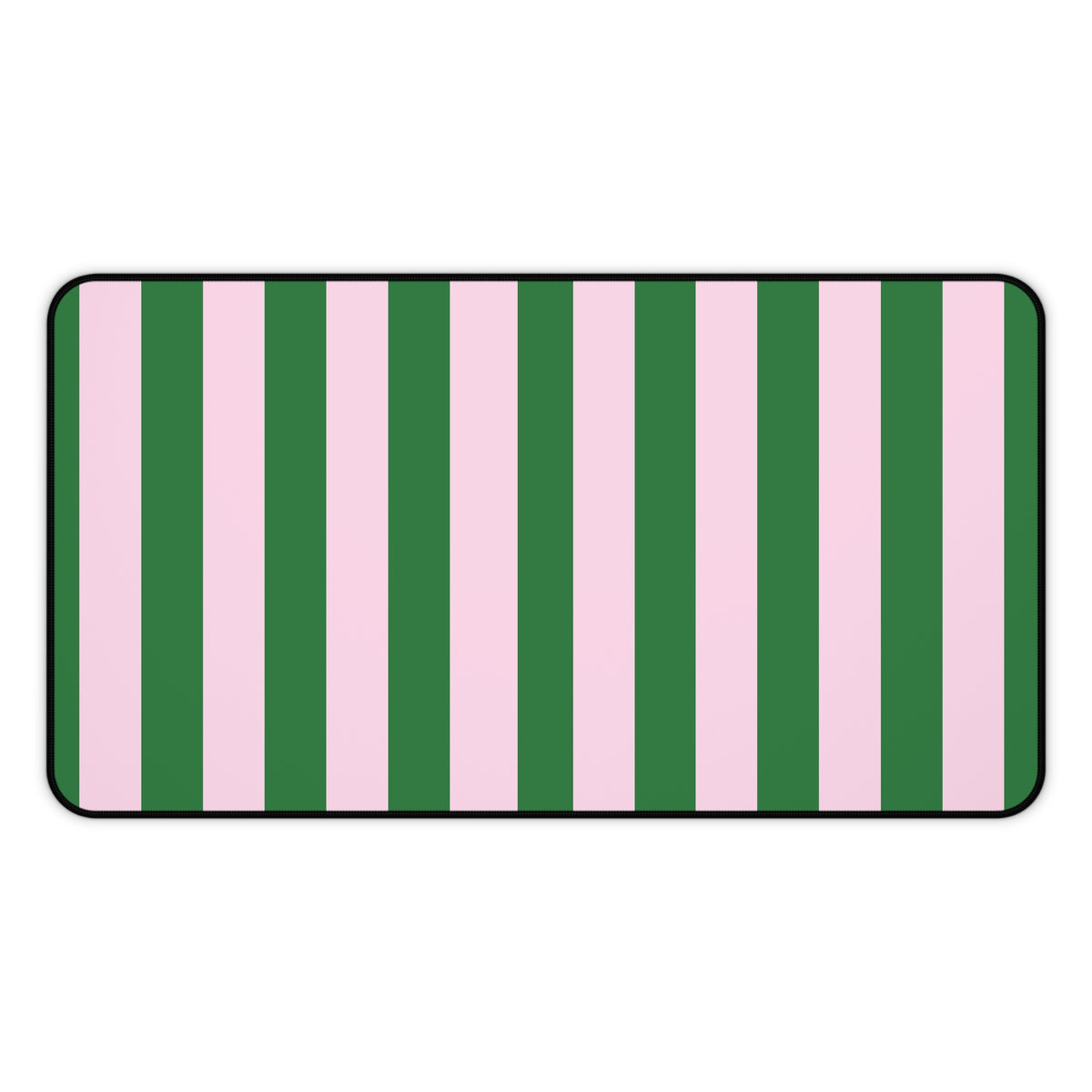 Green cabana stripe desk mat in a wider size
