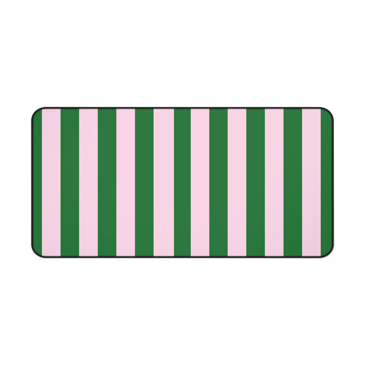 Green cabana stripe desk mat in the largest size