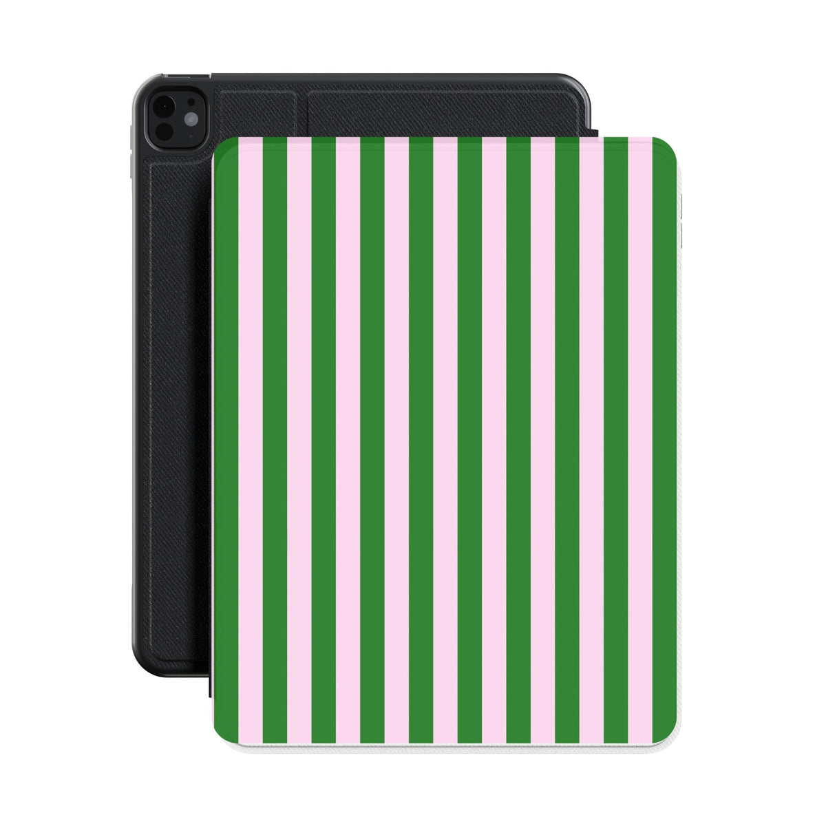 Green cabana stripe iPad case shown with an iPad