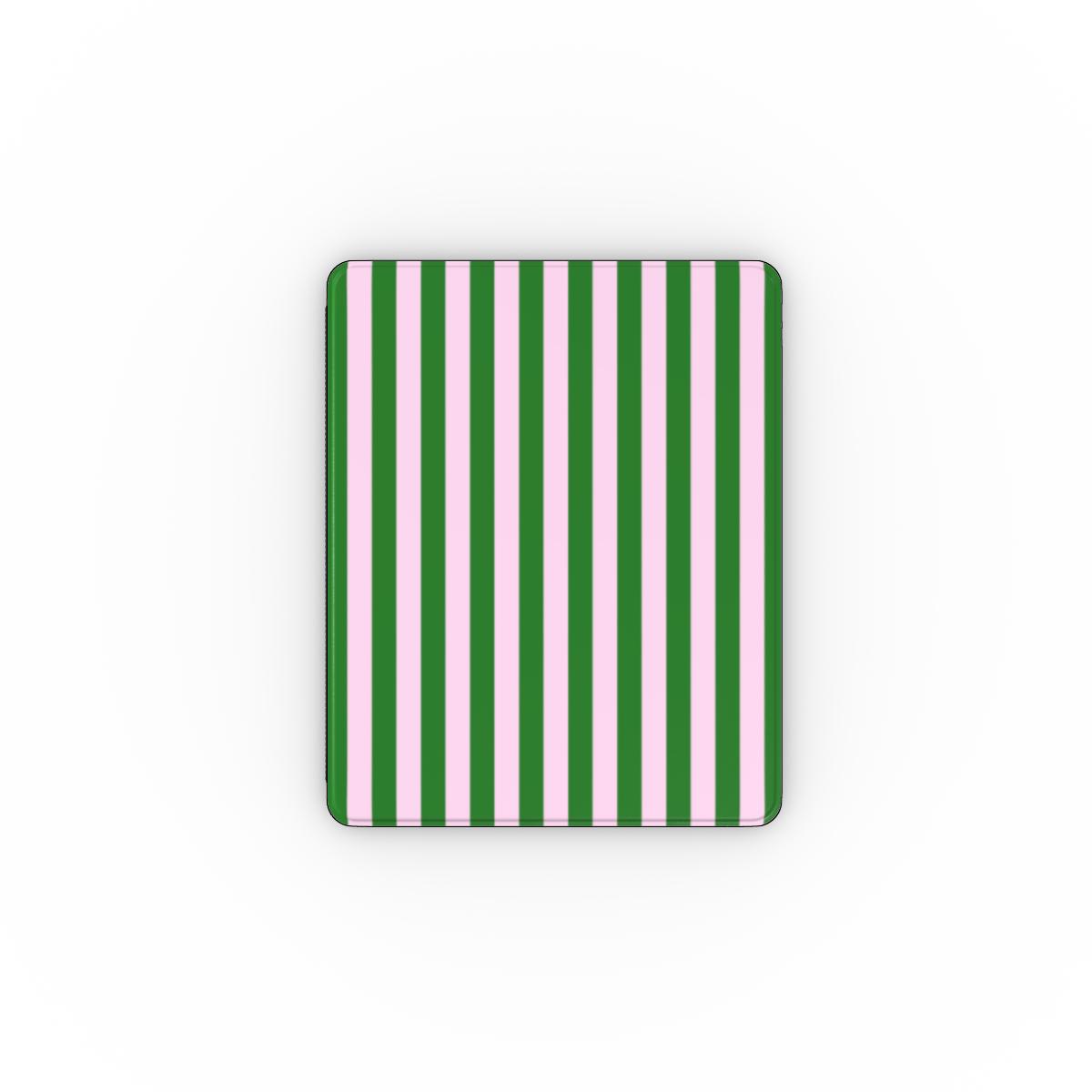 Green cabana stripe iPad case front cover