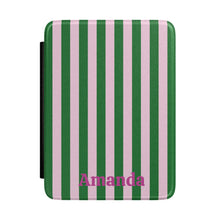 Green Cabana Stripe Personalized Kindle Case