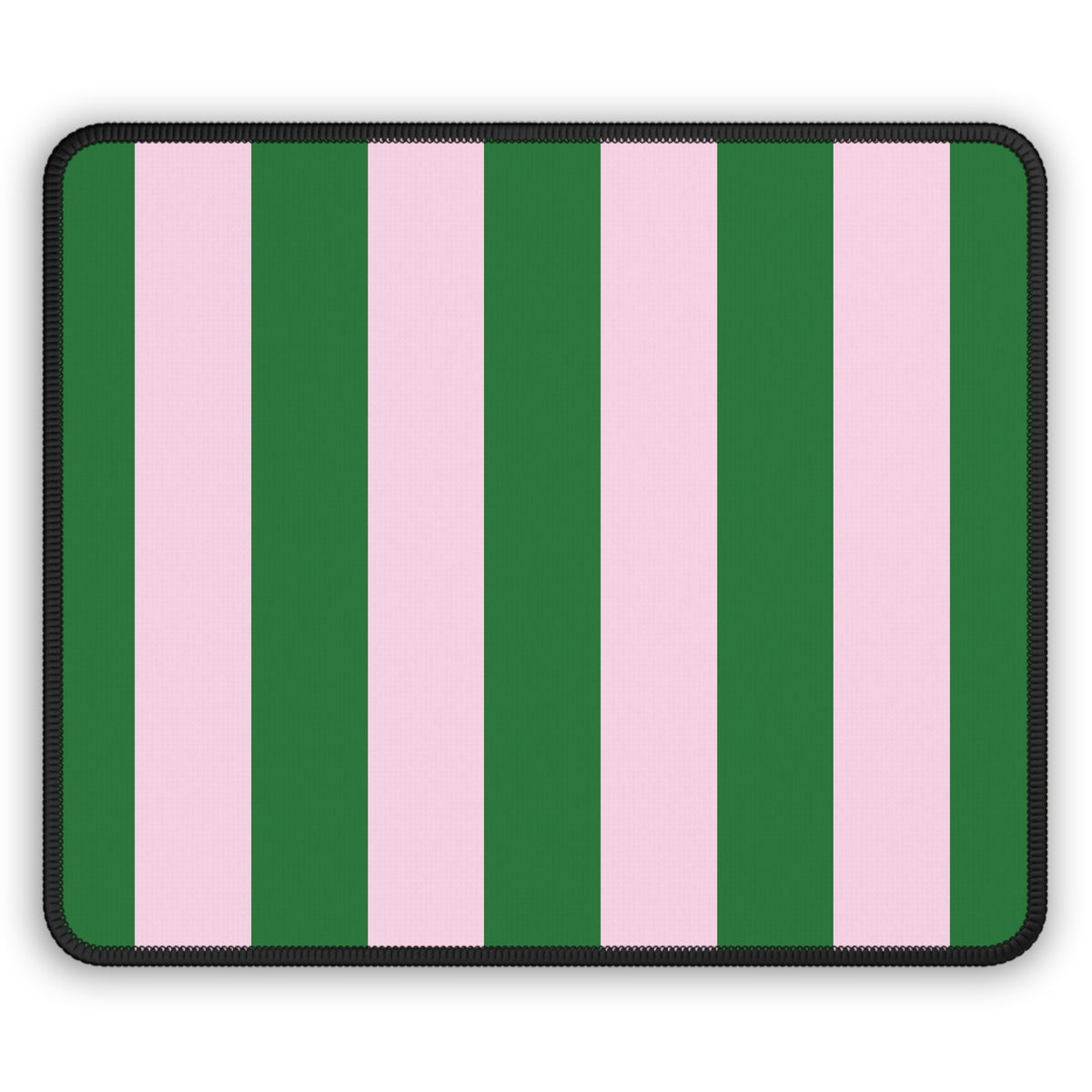 Green Cabana Stripe mouse mat in green and pink vertical stripes