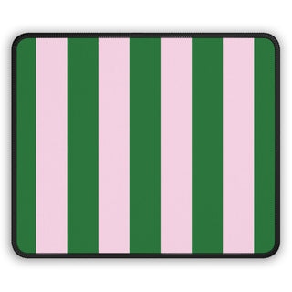 Green Cabana Stripe mouse mat in green and pink vertical stripes