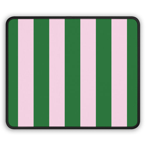 Green Cabana Stripe mouse mat in green and pink vertical stripes