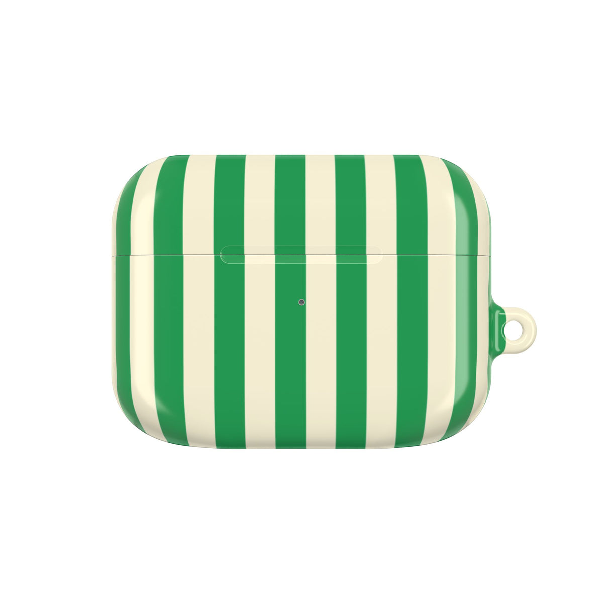 Green Cream Cabana Stripe AirPods Pro case closed