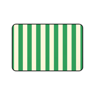 Green Cream Cabana Stripe desk mat 12 x 18 inch