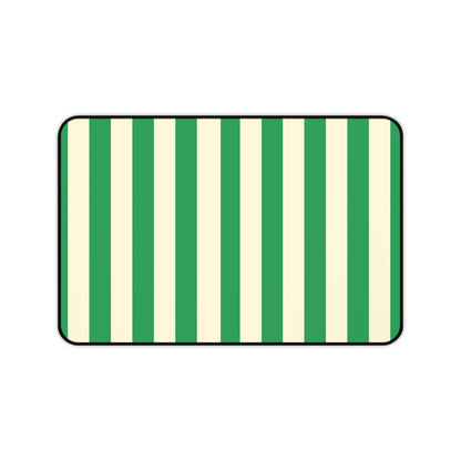 Green Cream Cabana Stripe desk mat 12 x 18 inch