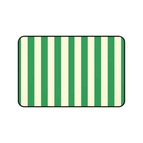Green Cream Cabana Stripe desk mat 12 x 18 inch