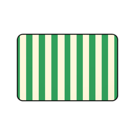 Green Cream Cabana Stripe desk mat 12 x 18 inch