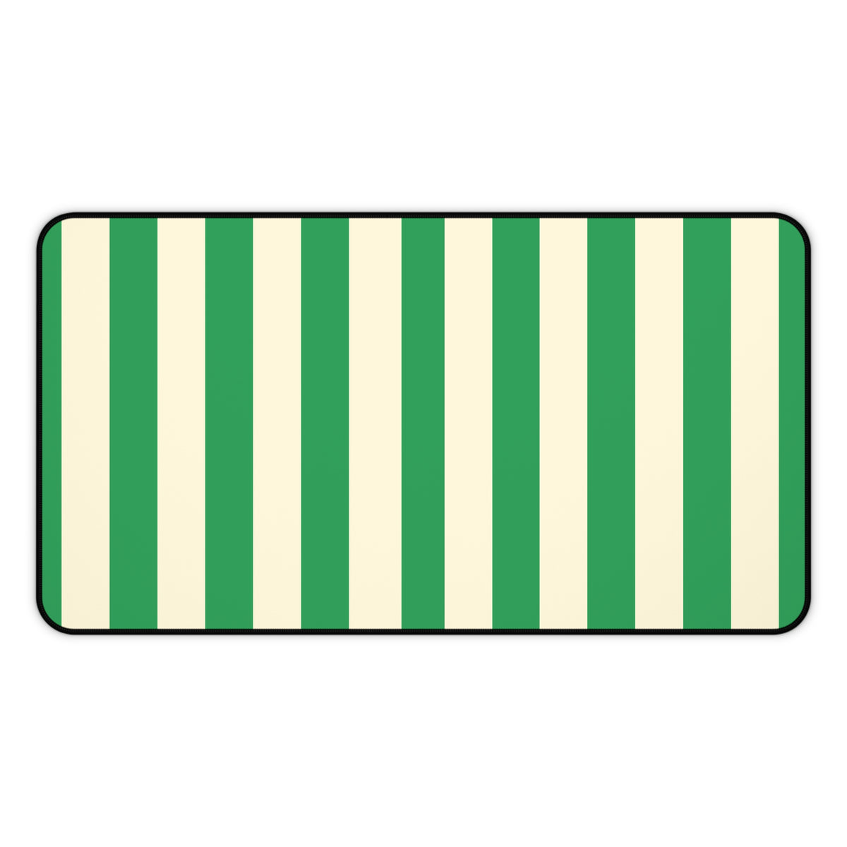 Green Cream Cabana Stripe desk mat 12 x 22 inch