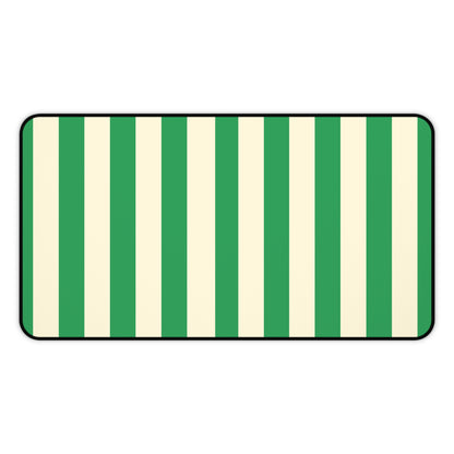 Green Cream Cabana Stripe desk mat 12 x 22 inch