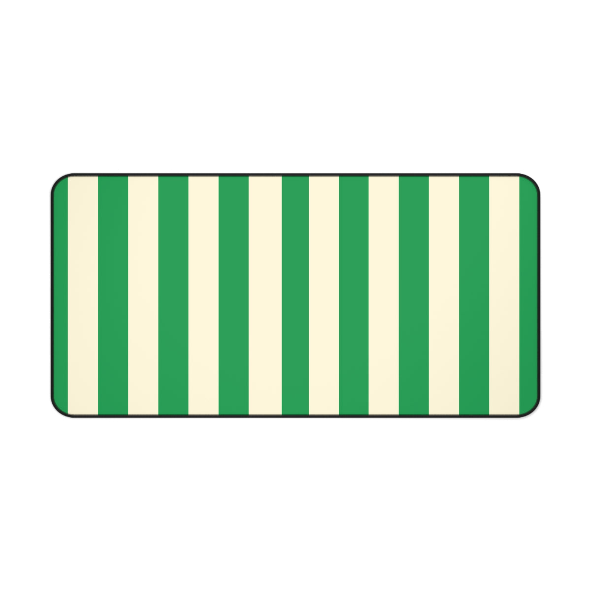Green Cream Cabana Stripe desk mat 16 x 32 inch