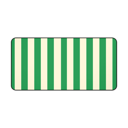 Green Cream Cabana Stripe desk mat 16 x 32 inch