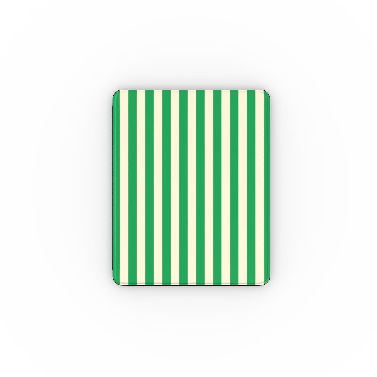 Green Cream Cabana Stripe iPad case front cover