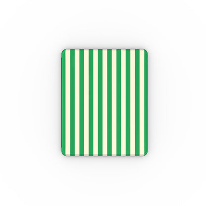 Green Cream Cabana Stripe iPad case front cover