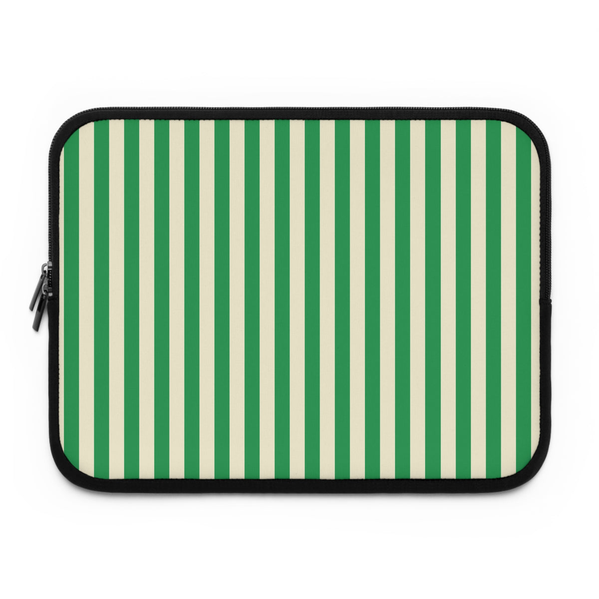Green Cream Cabana Stripe laptop sleeve printed front