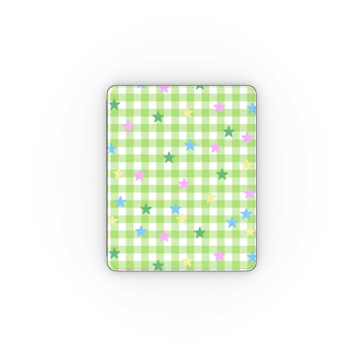 Green gingham stars iPad case front cover